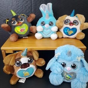 Zuru Rainbowcorn Lot Of 5 Small Plush Lot 4 Puppy Dogs, 1 Bunny Rabbit